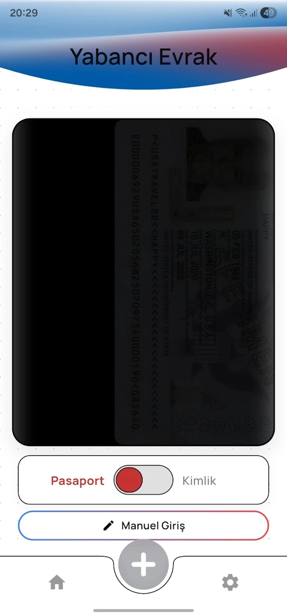 Yabancı Evrak Pasaport Tarama Sayfası